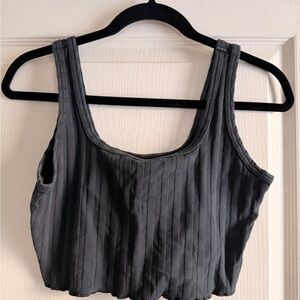 Aerie offline black Ribbed Crop Top